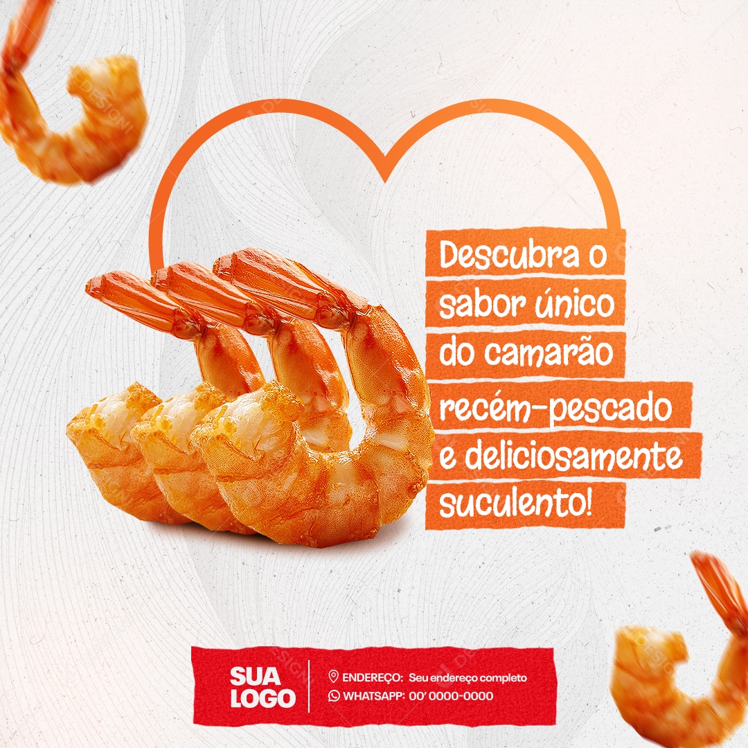 Descubra o Sabor Único do Camarão Social Media PSD Editável