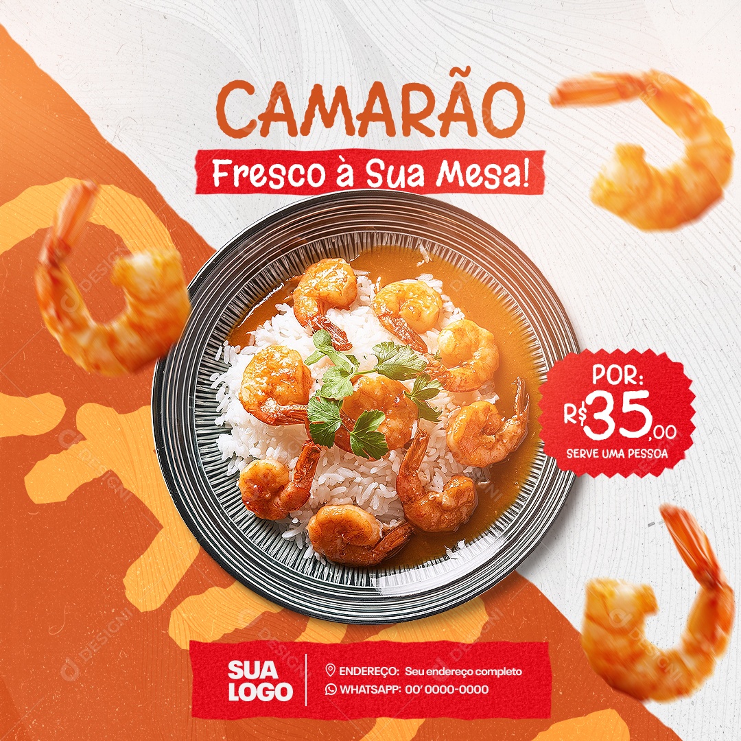 Camarão Fresco  a sua Mesa Social Media PSD Editável