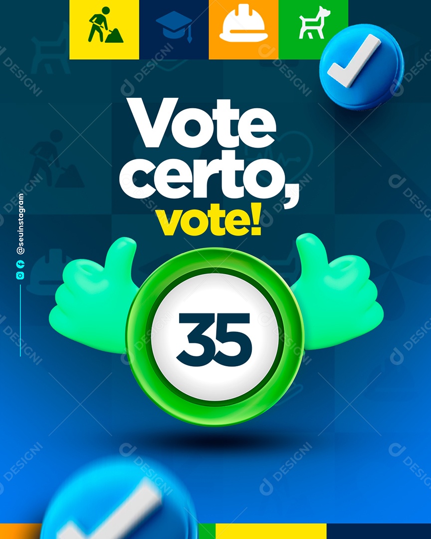 Vote Certo Vote 35 Social Media PSD Editável