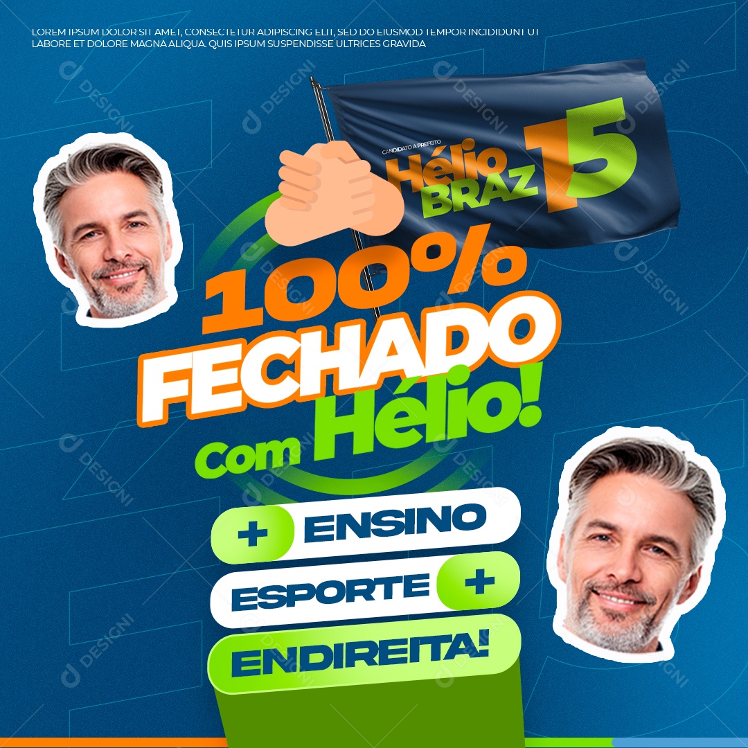 Fechado com Candidato Hélio Braz Social Media PSD Editável