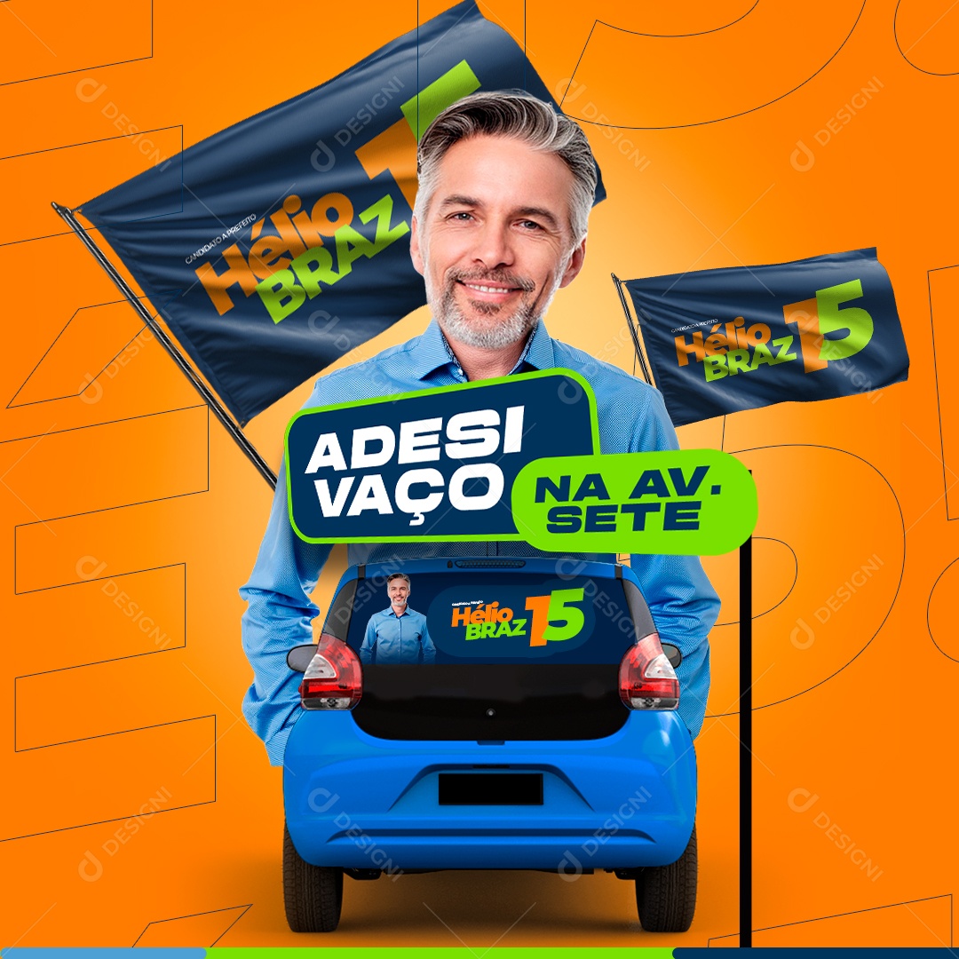 Adesivo do Candidato Candidato Hélio Braz Social Media PSD Editável