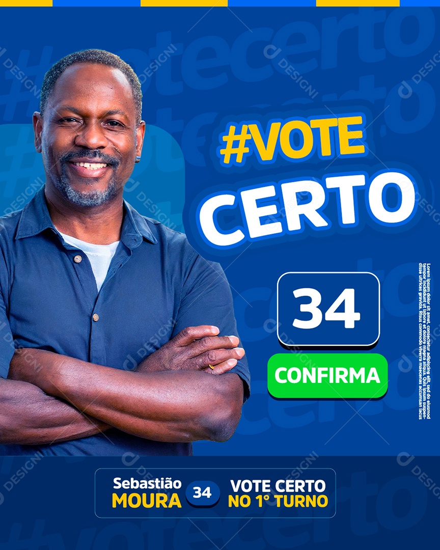 Vote Certo Candidato Sebastião Moura Social Media PSD Editável