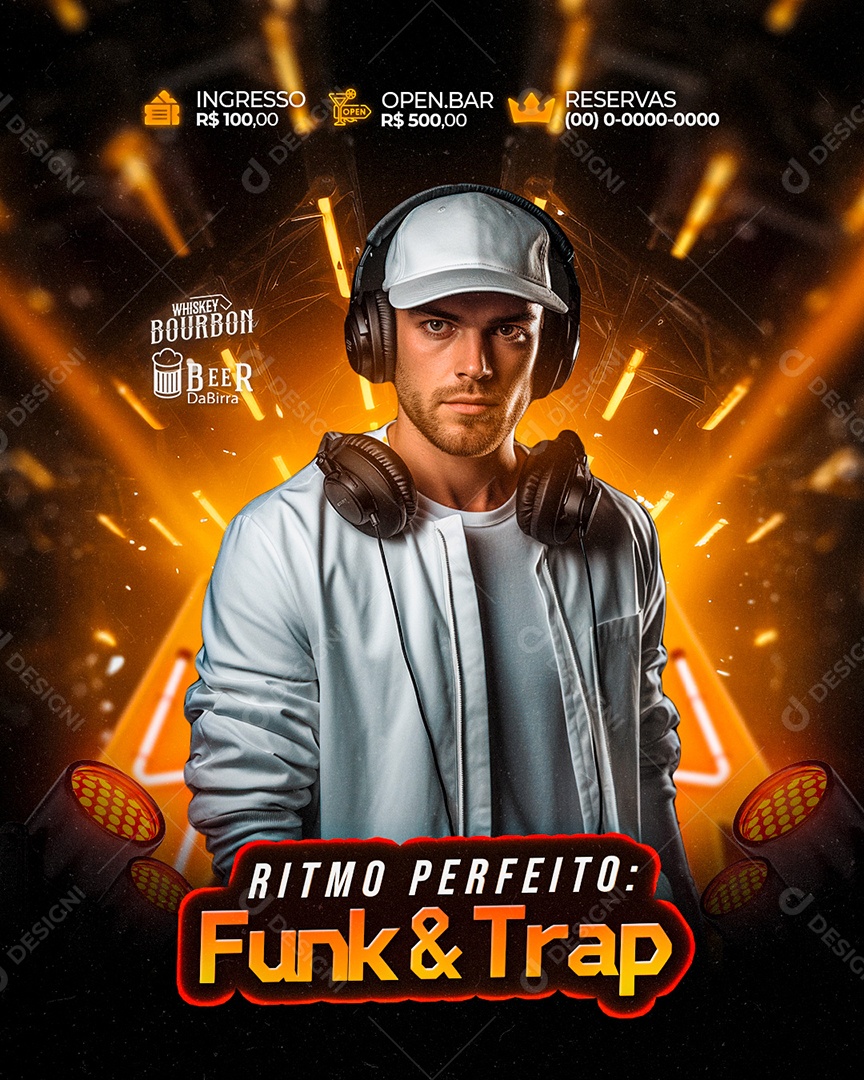 Flyer Ritmo Perfeito Funk e Trap Social Media PSD Editável