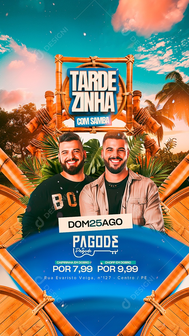 Story Social Media Flyer Tardezinha com Samba PSD Editável