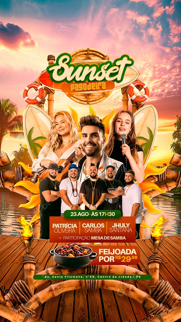 Story Flyer Sunset Pagodeira Social Media PSD Editável
