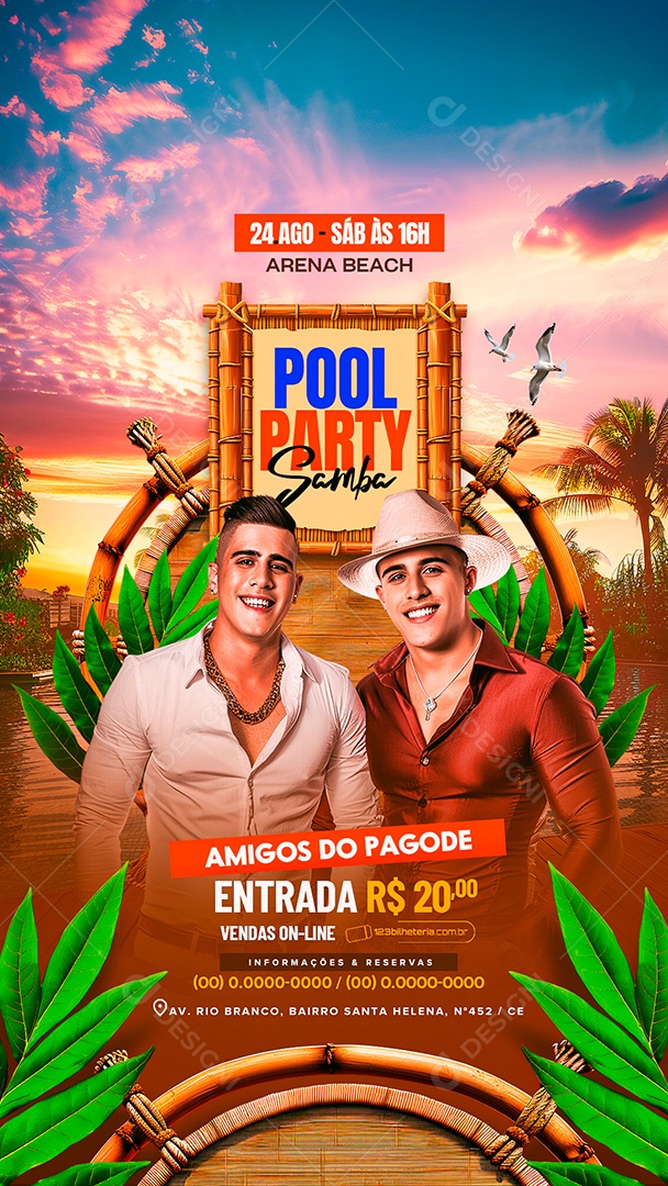 Story Flyer Pool Party Samba Amigos do Pagode Social Media PSD Editável