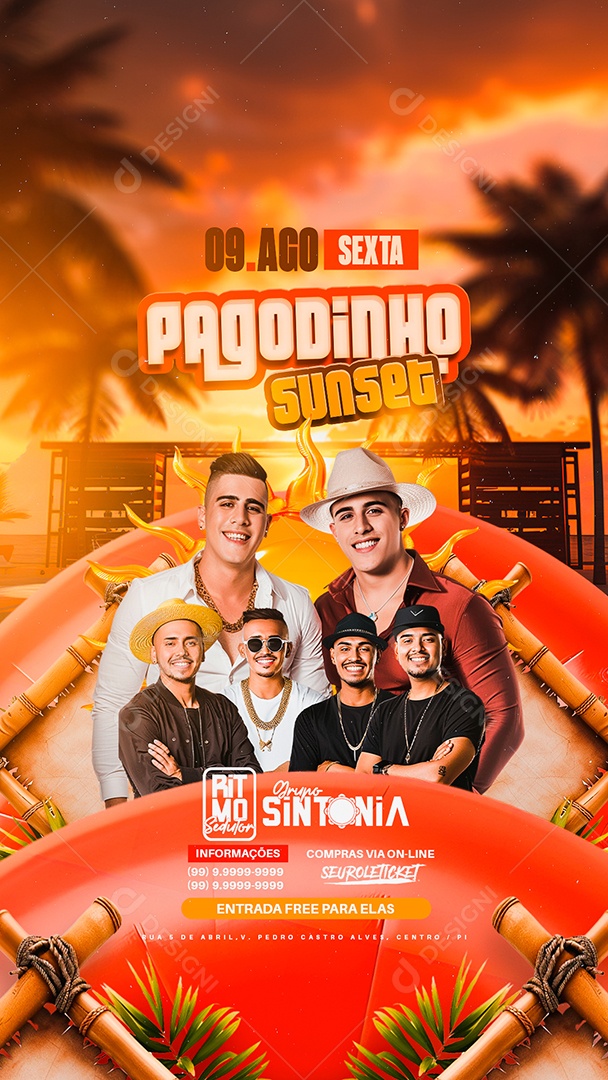 Story Flyer Pagodinho Sunset Social Media PSD Editável