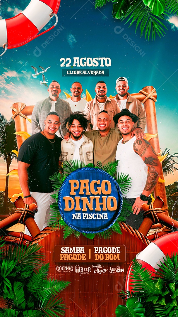 Story Flyer Pagodinho na Piscina Social Media PSD Editável