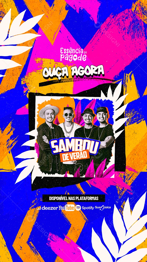 Story Flyer Ouça Agora Sambou de Verão Social Media PSD Editável