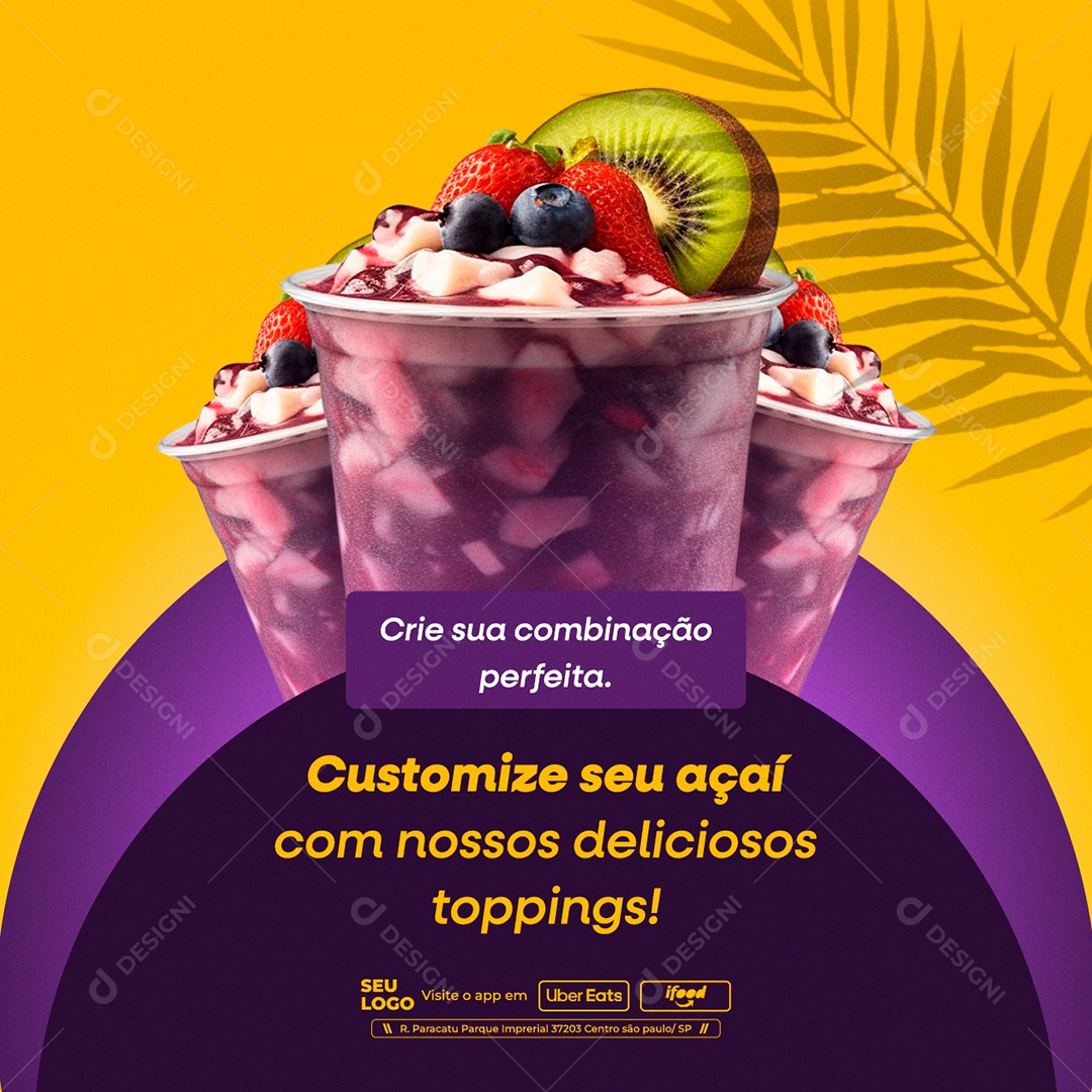 Açaiteria Customize seu Açaí Social Media PSD Editável