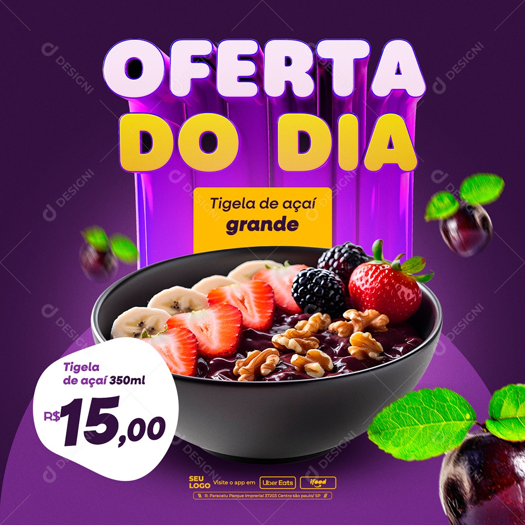 Açaiteria Oferta do Dia Social Media PSD Editável