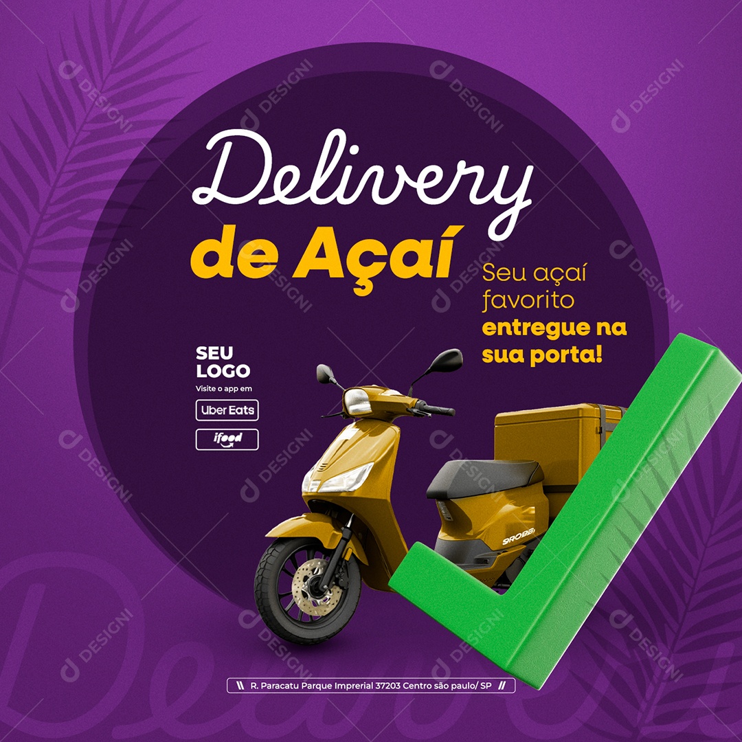 Açaiteria Delivery de Açaí Social Media PSD Editável