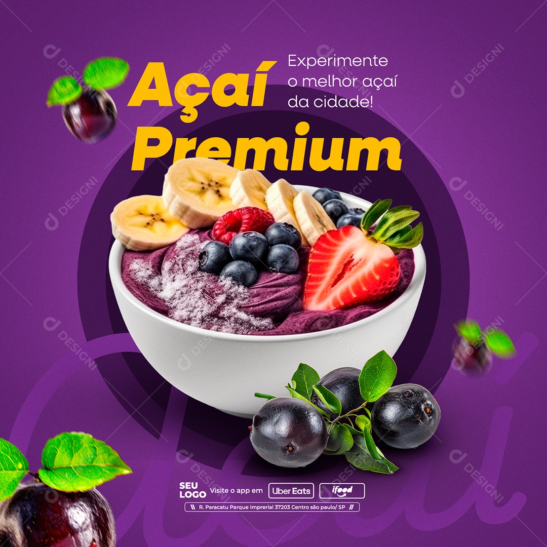 Açaiteria Açaí Premium Social Media PSD Editável