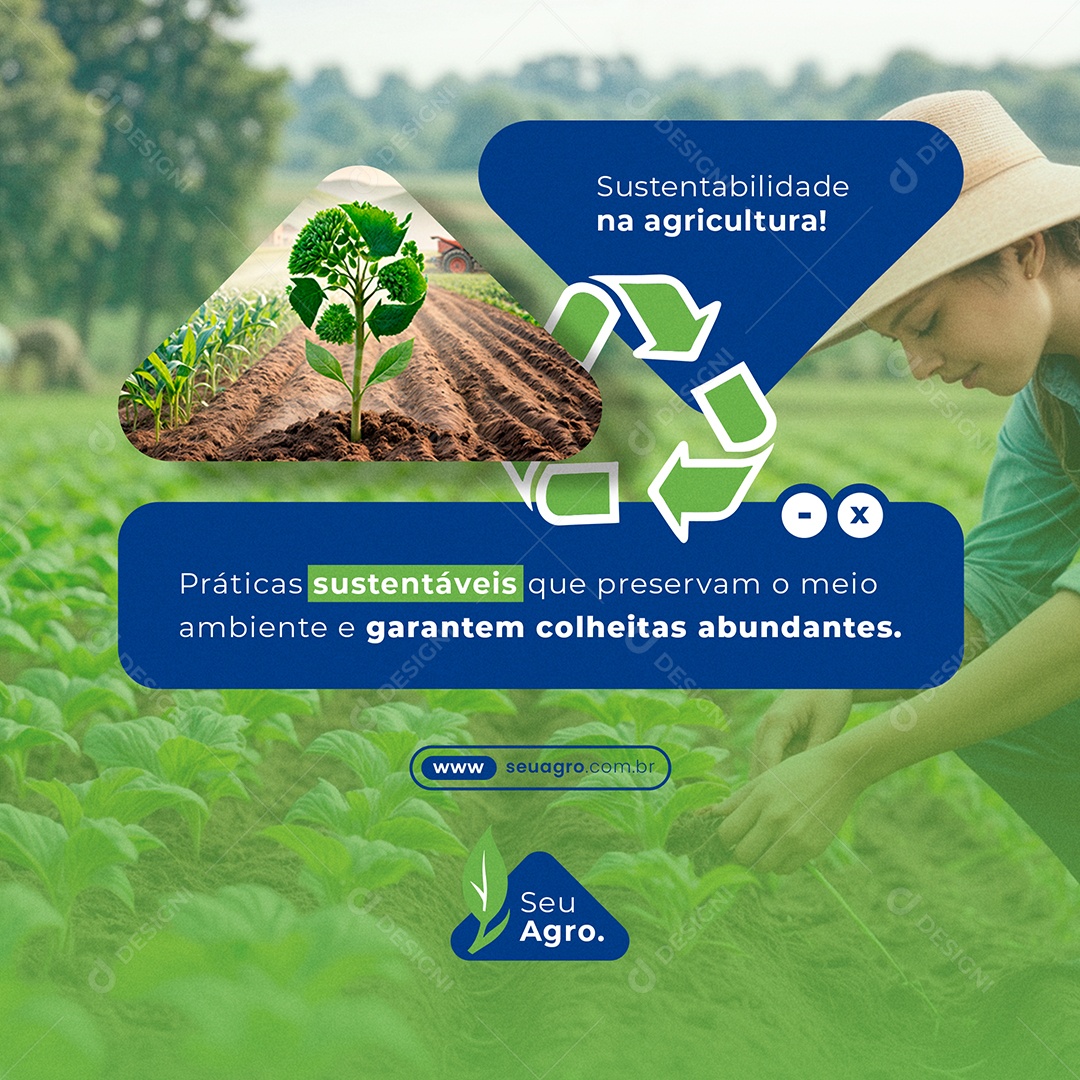 Sustentabilidade na Agricultura Social Media PSD Editável