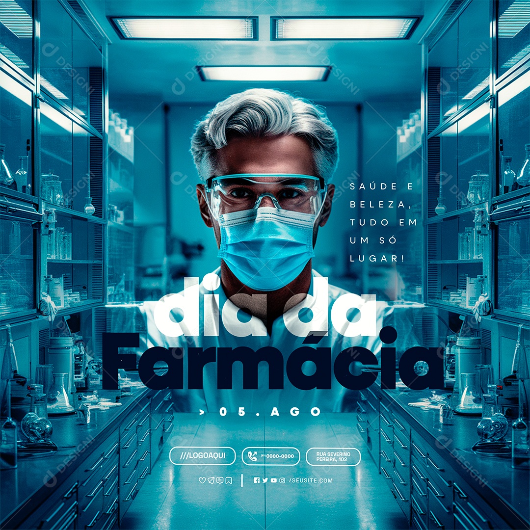 Dia da Farmácia 05 de Agosto Saúde e Beleza Social Media PSD Editável