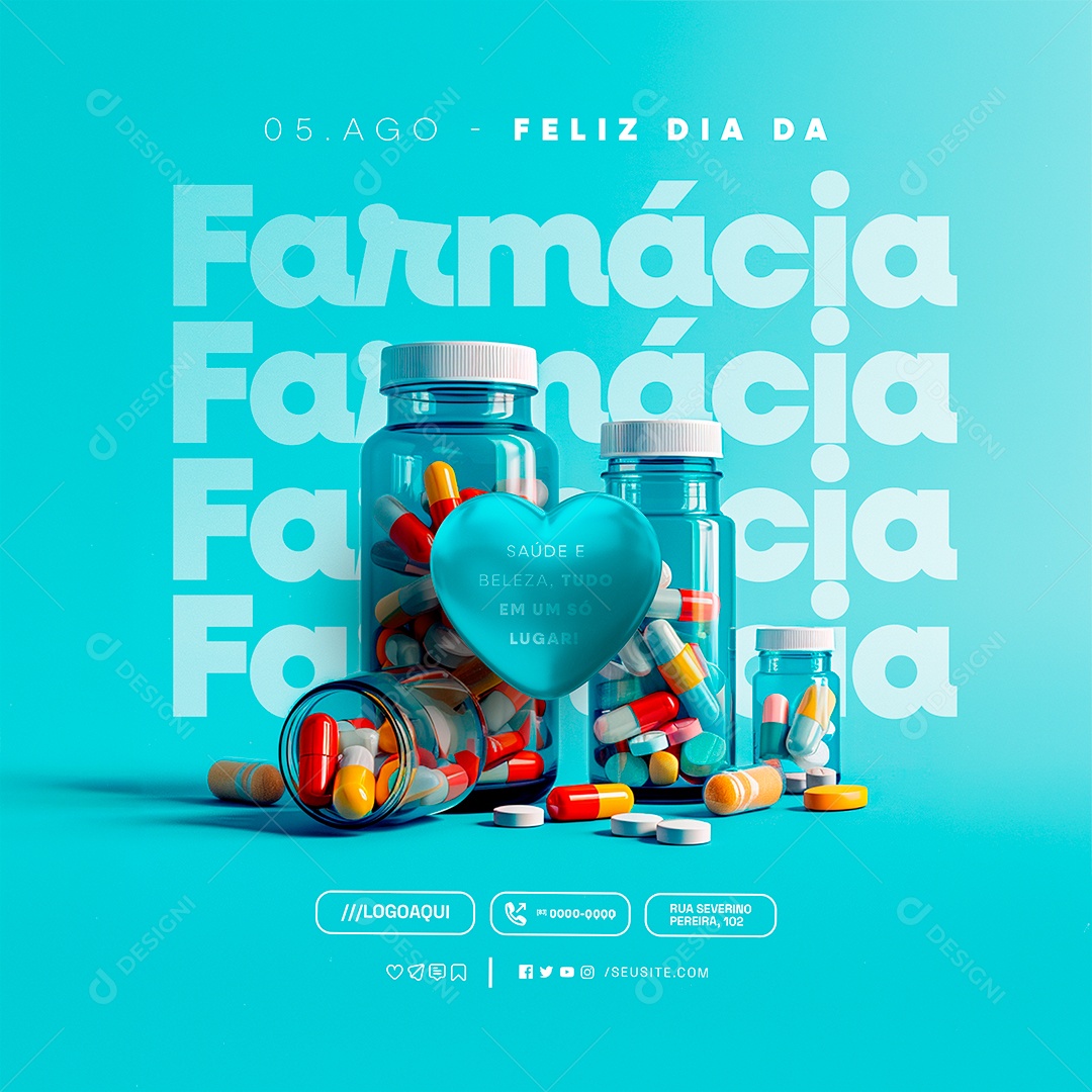 Feliz Dia da Farmácia 05 de Agosto Social Media PSD Editável
