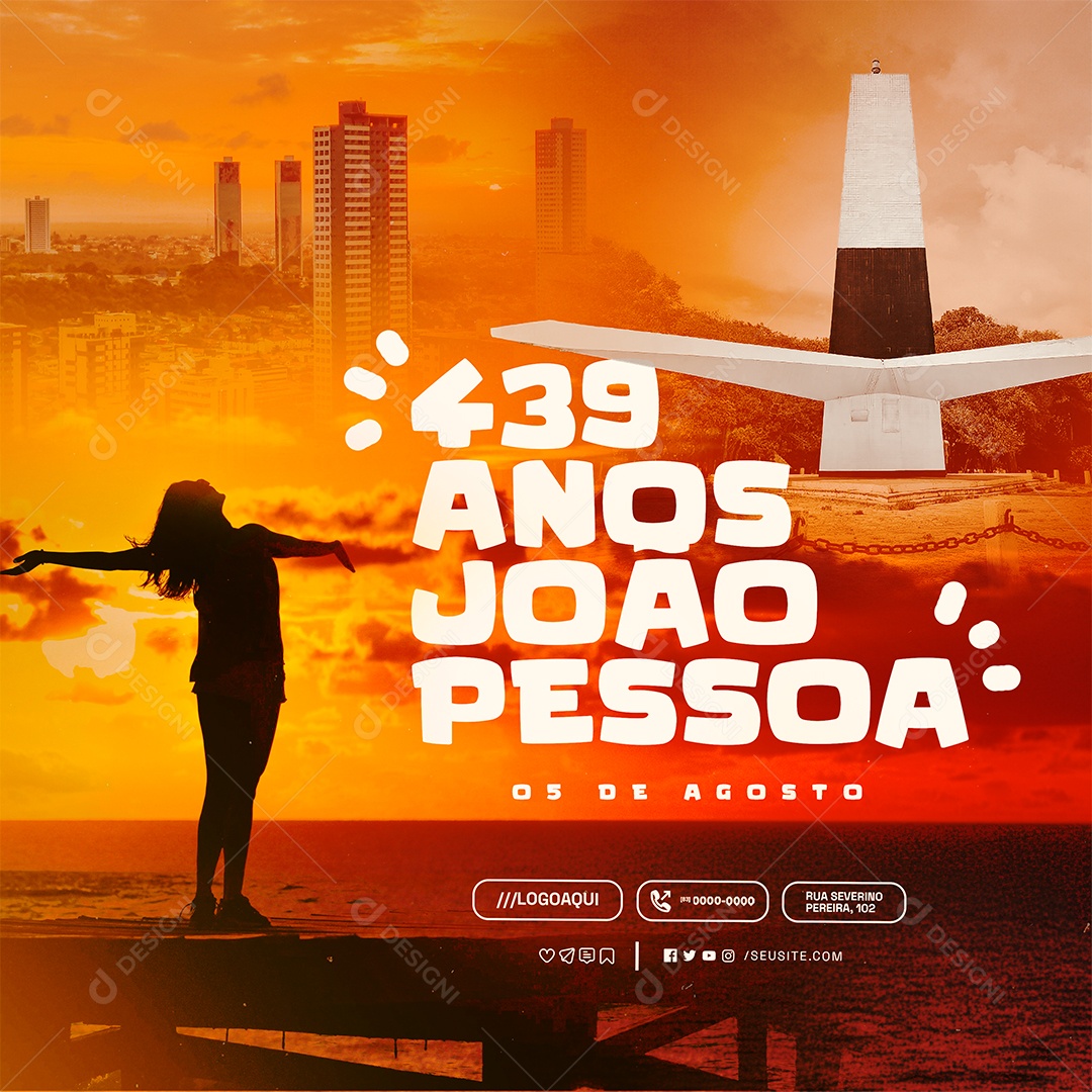 Aniversário de João Pessoa 05 de Agosto Social Media PSD Editável