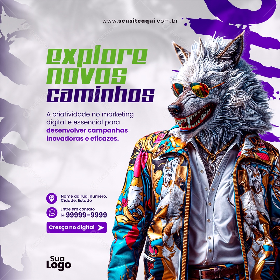 Feed Marketing Digital Explore Novos Caminhos Social Media PSD Editável
