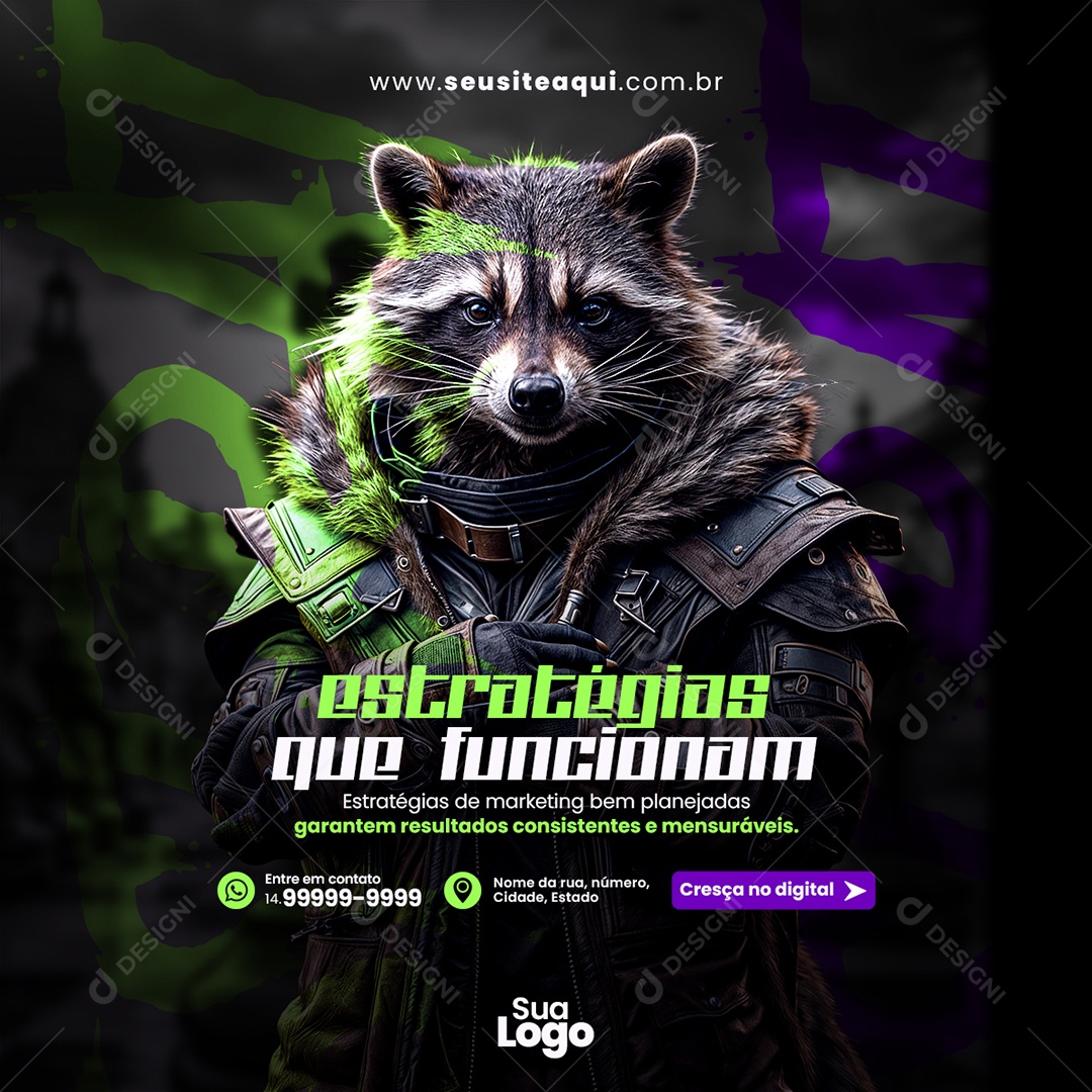 Feed Marketing Digital Estratégias Que funcionam Social Media PSD Editável