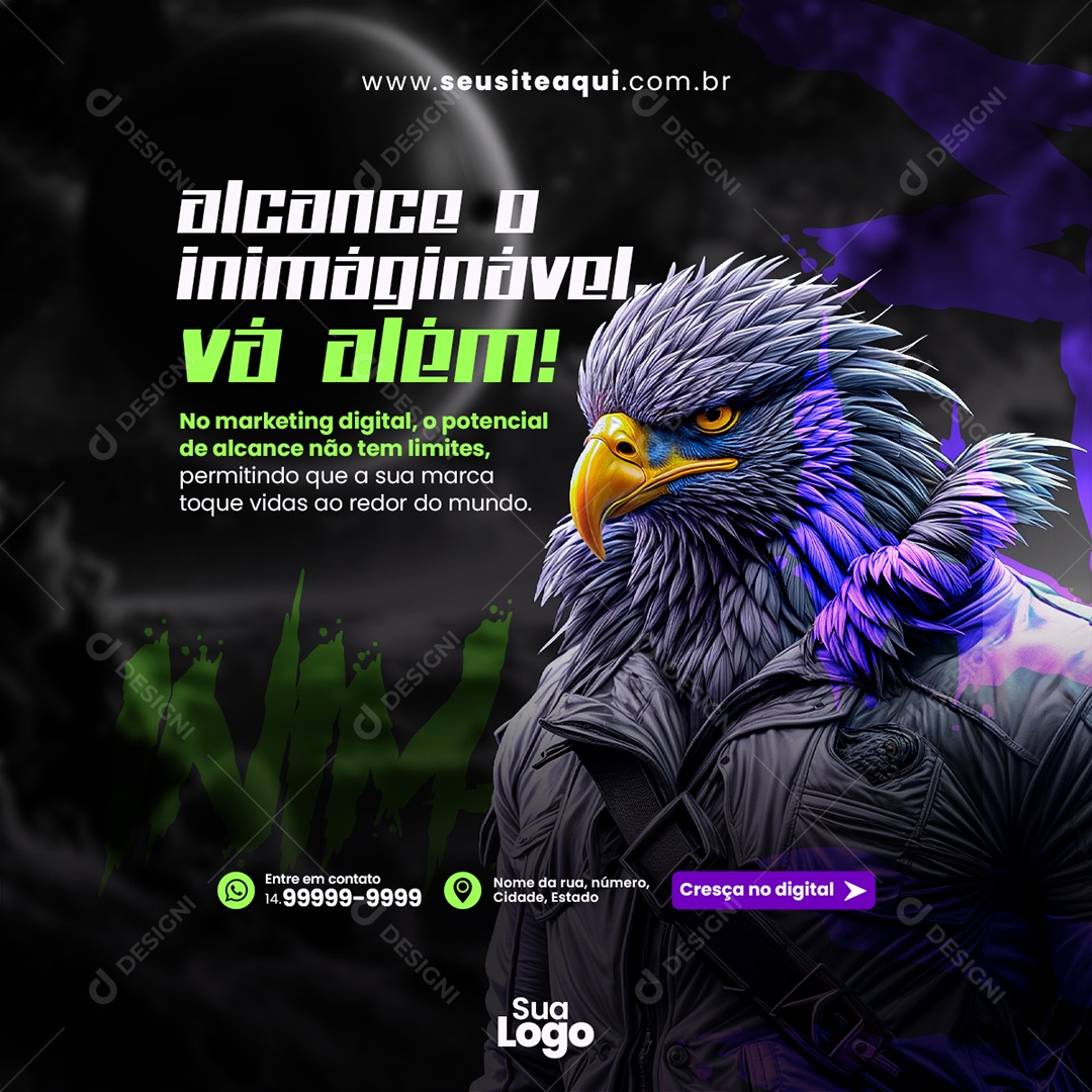 Feed Marketing Digital Alcance o Inimáginável Social Media PSD Editável