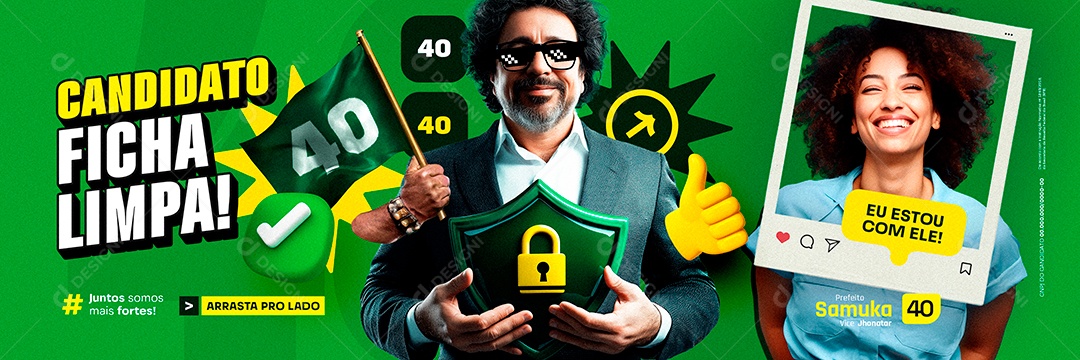 Carrossel Política Eleição Candidato Ficha Limpa Social Media PSD Editável
