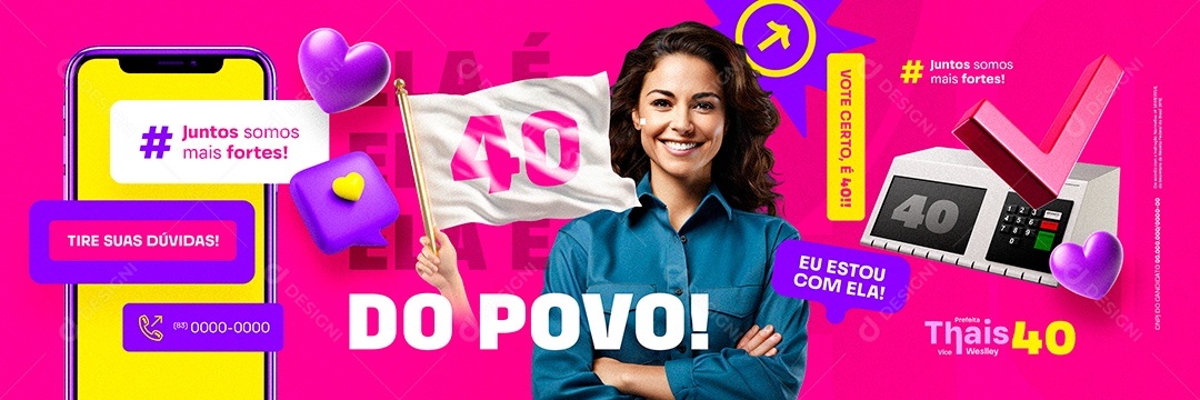 Carrossel Política Eleição Ela é Do Povo Social Media PSD Editável
