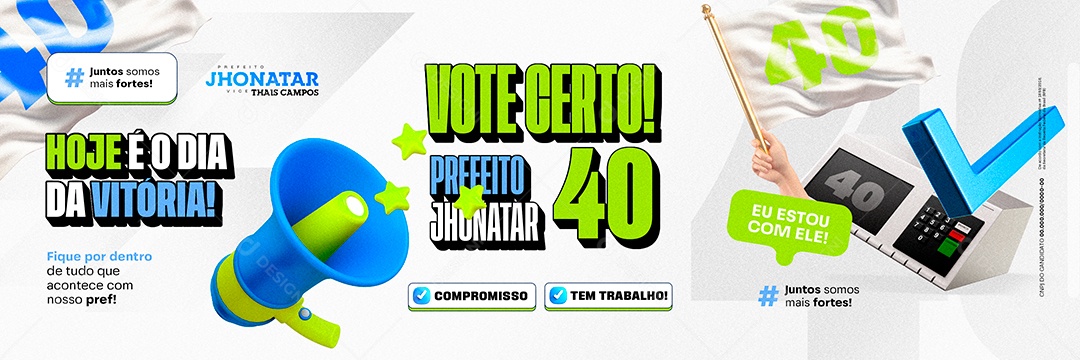 Carrossel Política Eleição Vote Certo Prefeito Jhonatar Social Media PSD Editável