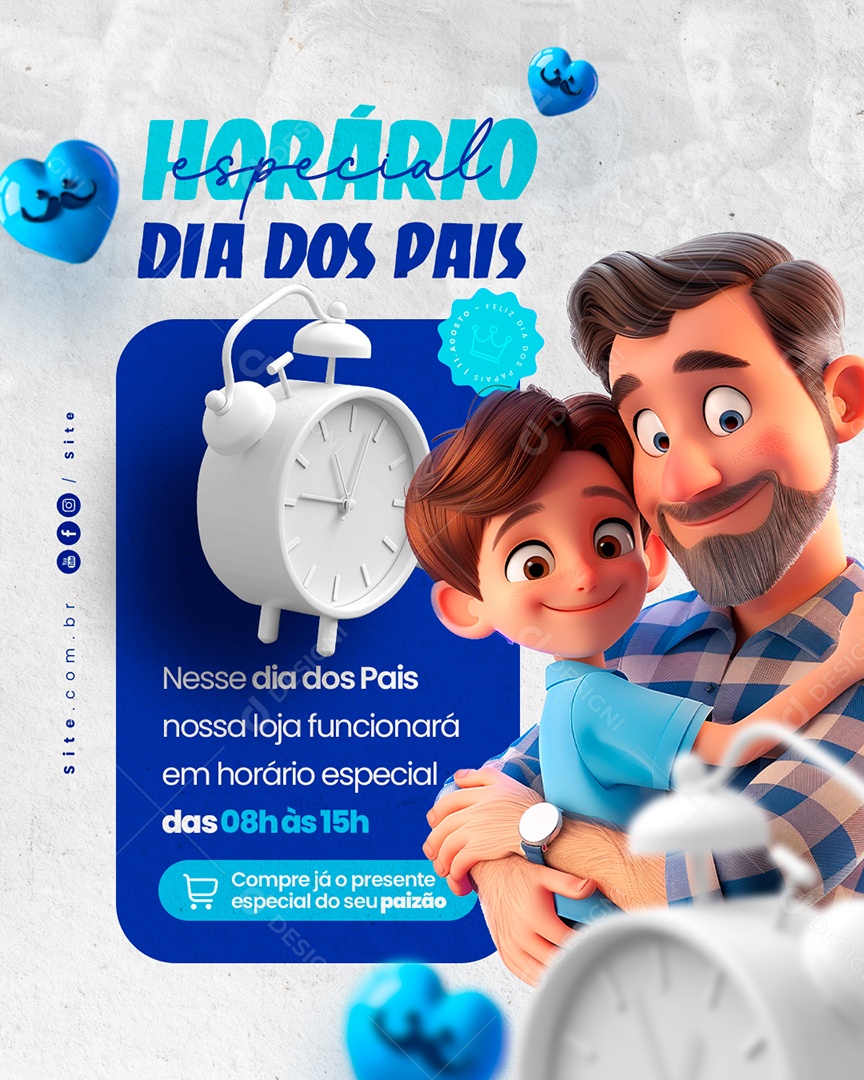 Dia Dos Pais nossa Loja Funcionará em Horário Especial Social Media PSD Editável