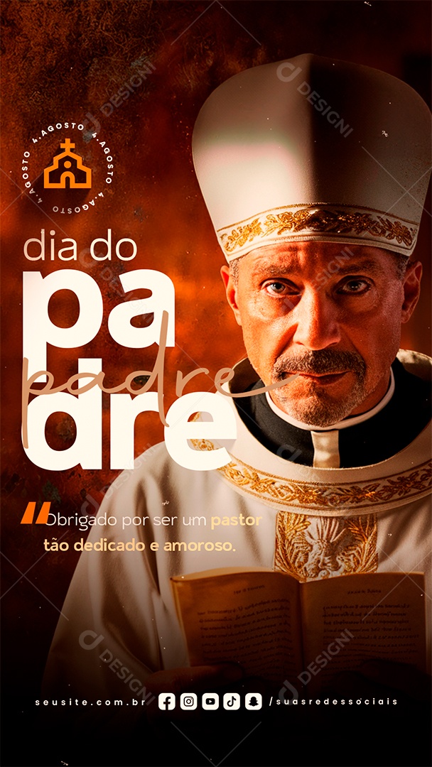 Story Dia do Padre 4 de Agosto Social Media PSD Editável