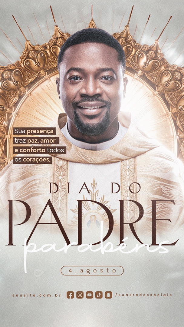 Story Dia do Padre 4 de Agosto Parabéns Social Media PSD Editável