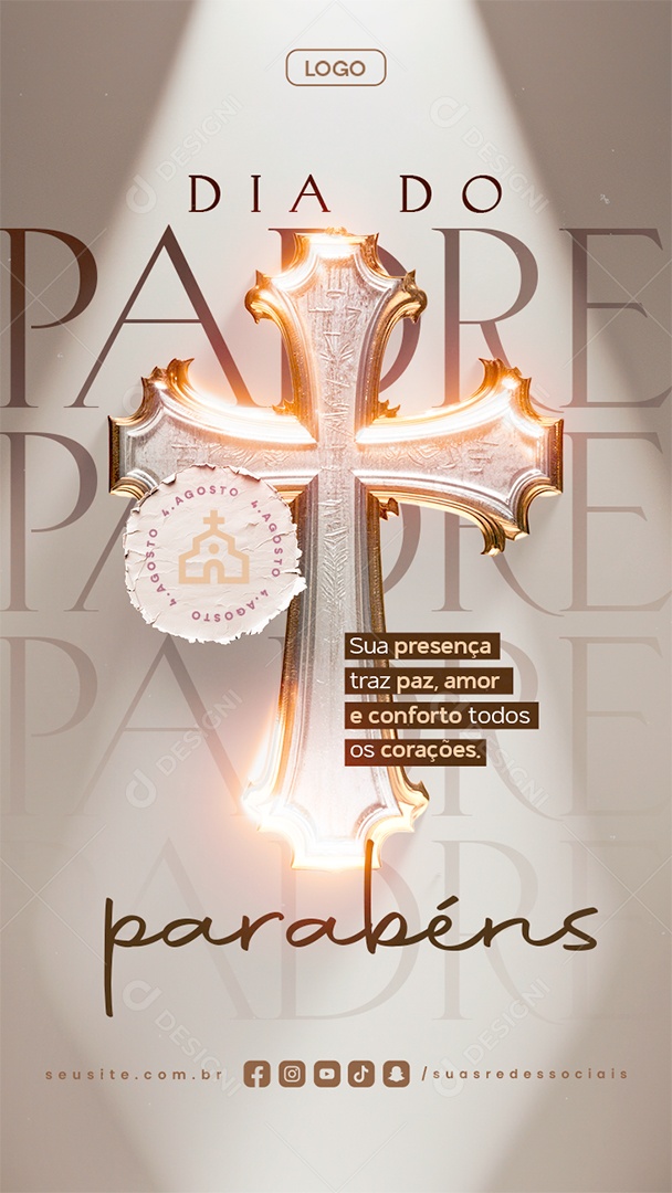 Story Dia do Padre 4 de Agosto Parabéns Social Media PSD Editável