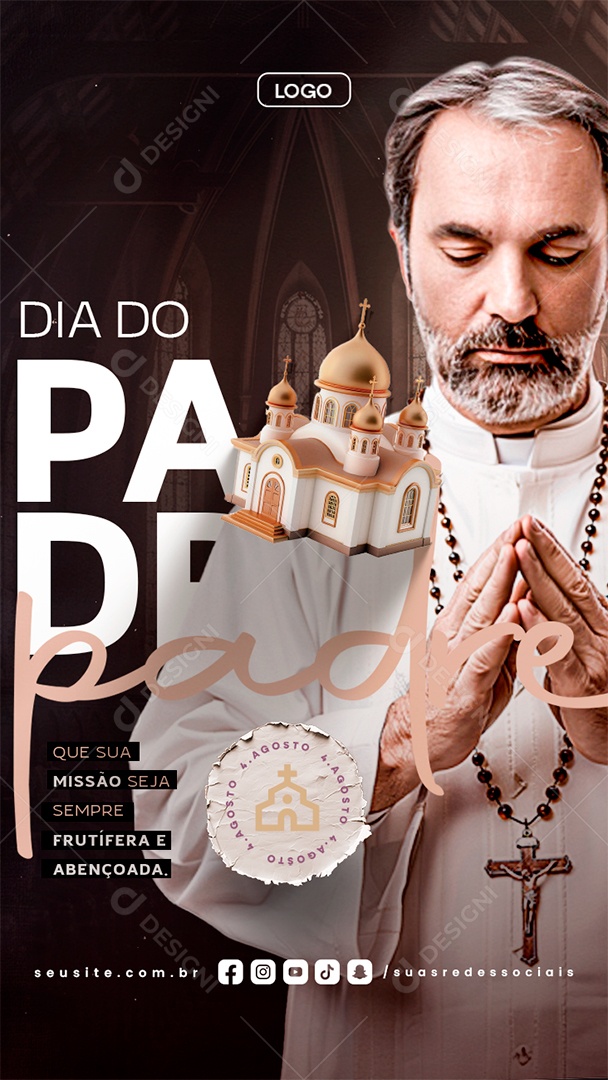 Story Social Media Dia do Padre 4 de Agosto PSD Editável