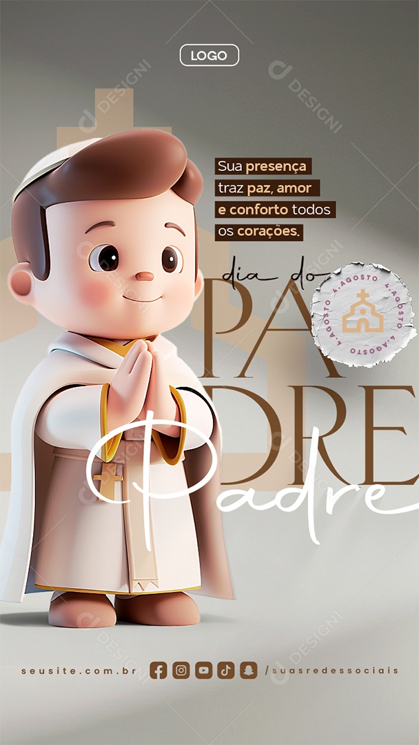 Story Dia do Padre 4 de Agosto Social Media PSD Editável