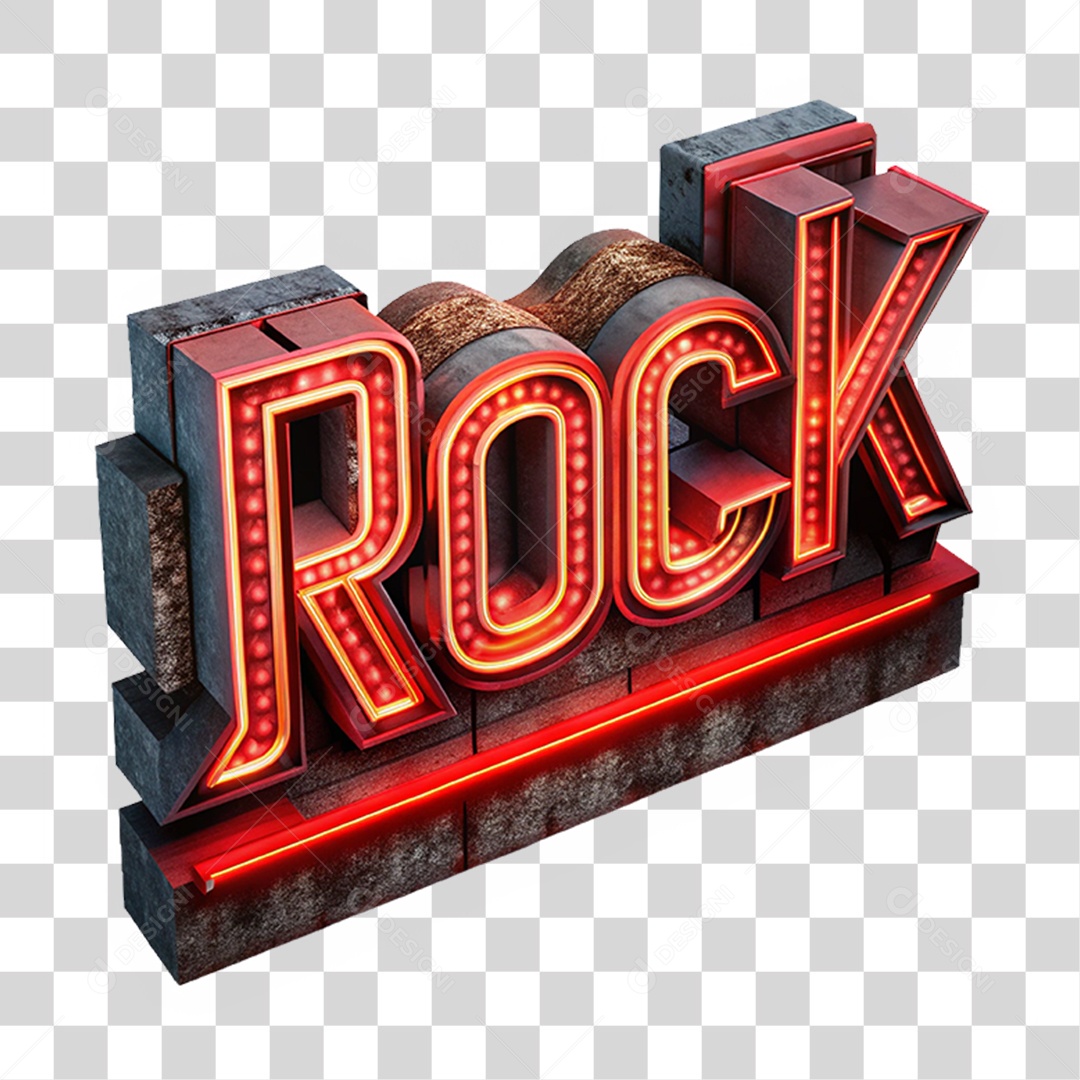 Selo 3D Rock Led Luzes PNG Transparente