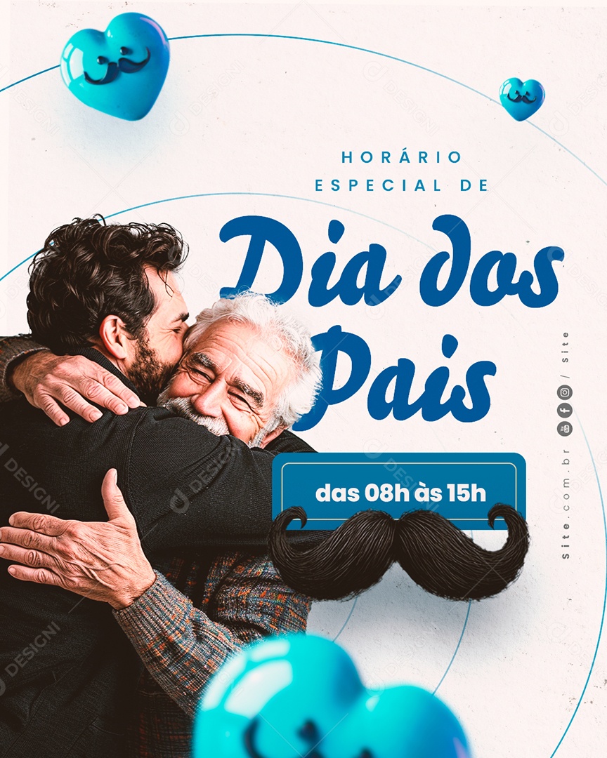 Horário Especial de Dia Dos Pais Social Media PSD Editável