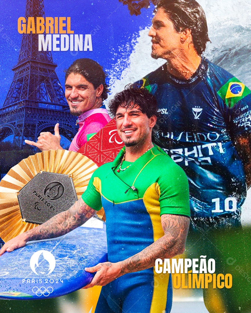 Gabriel Medina Campeão Olímpico Social Media PSD Editável