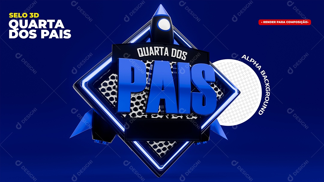 Quarta dos Pias Selo 3D do Dia dos Pais Para Composição PSD