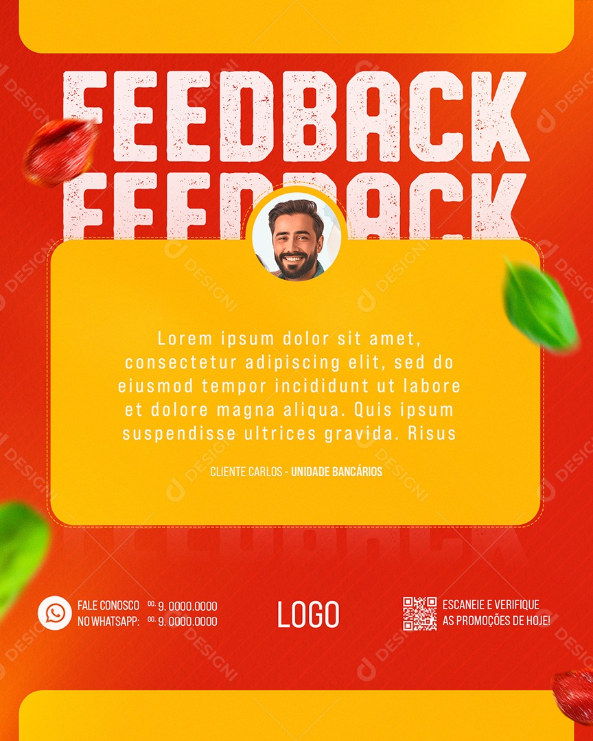 Feedback de Pizza Social Media PSD Editável