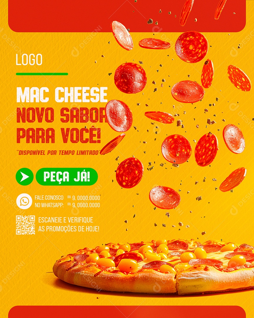Mac Cheese Novo Sabor para Você Disponível por Tempo Limitado Social Media PSD Editável