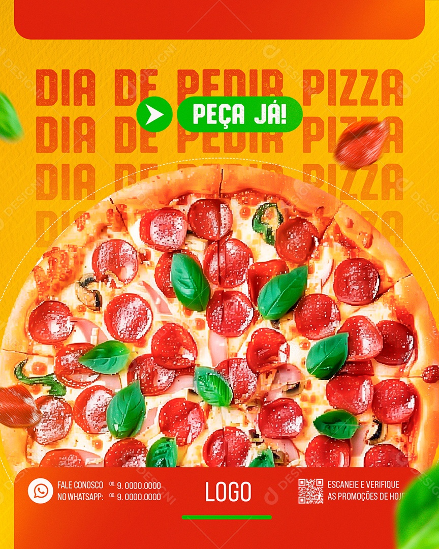 Dia de Pedir Pizza Peça já Social Media PSD Editável