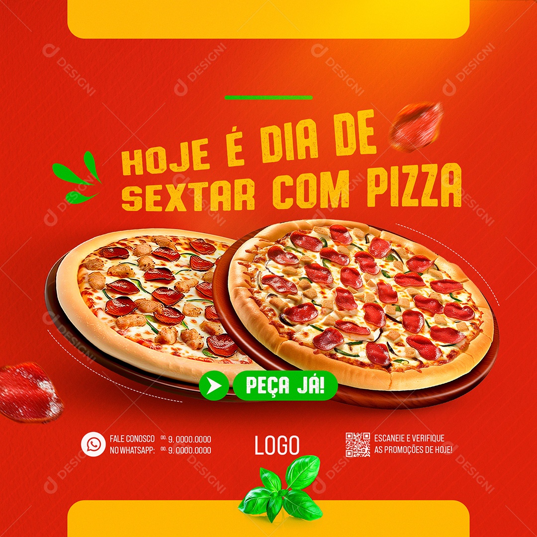 Feed Hoje é Dia de Sextar com Pizza Social Mídia PSD Edtável