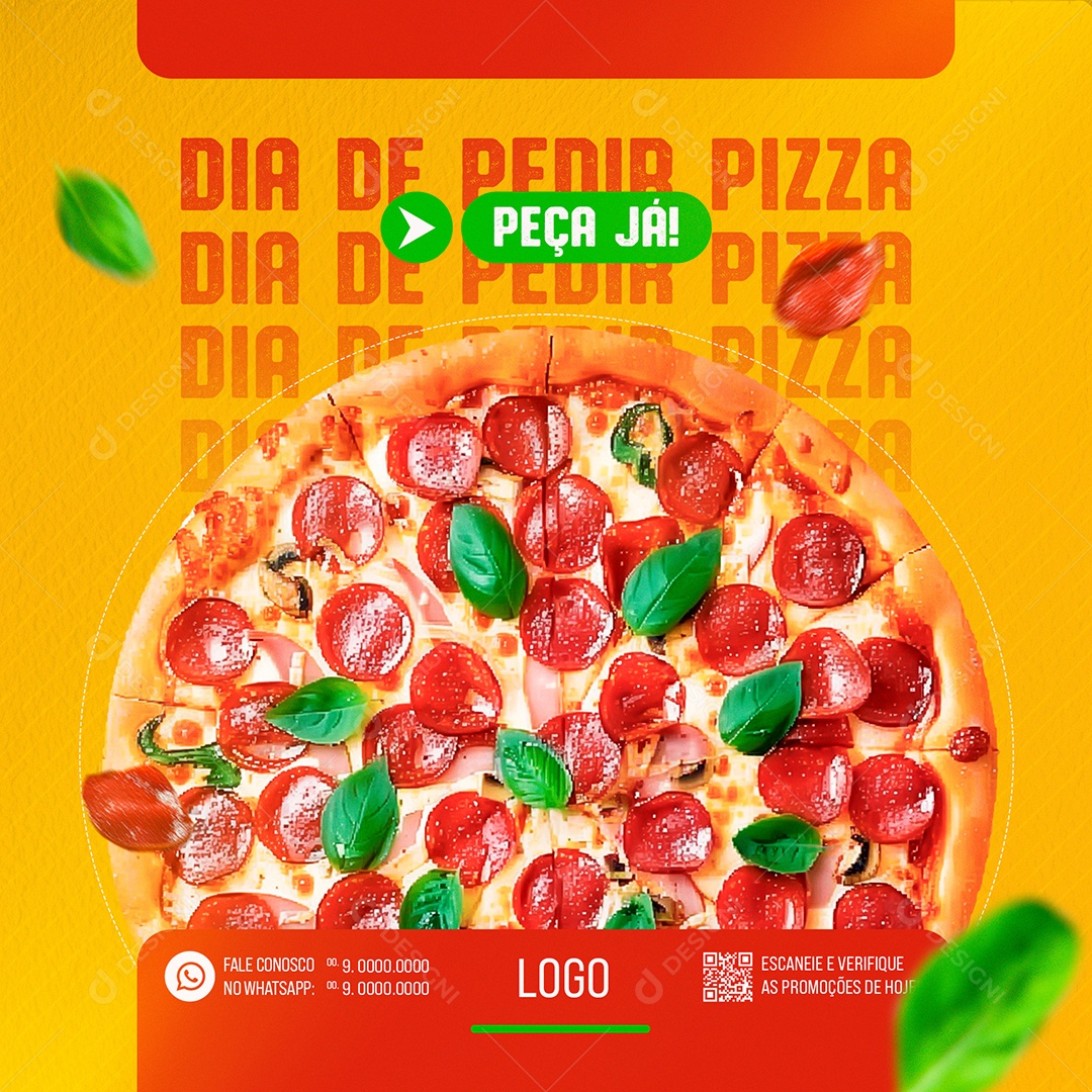Feed Dia de Pedir Pizza Peça já Social Media PSD Editável