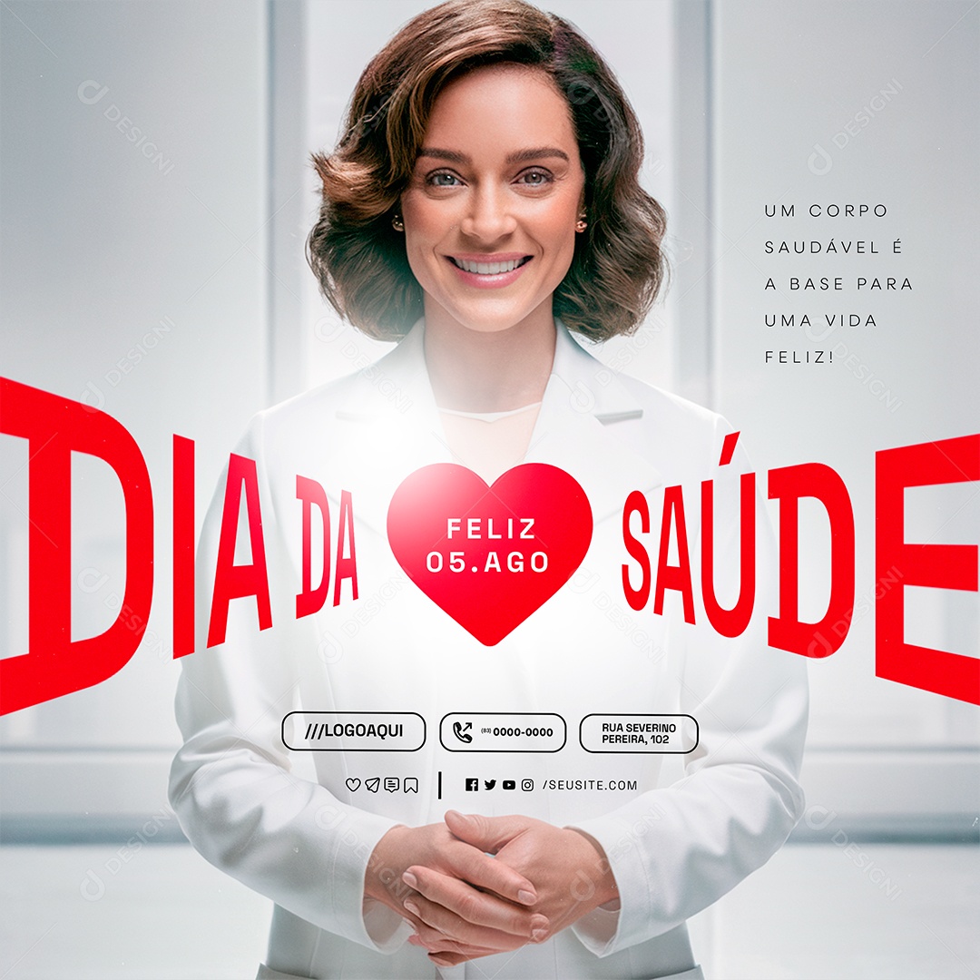 Feliz Dia da Saúde 05 de Agosto Social Media PSD Editável