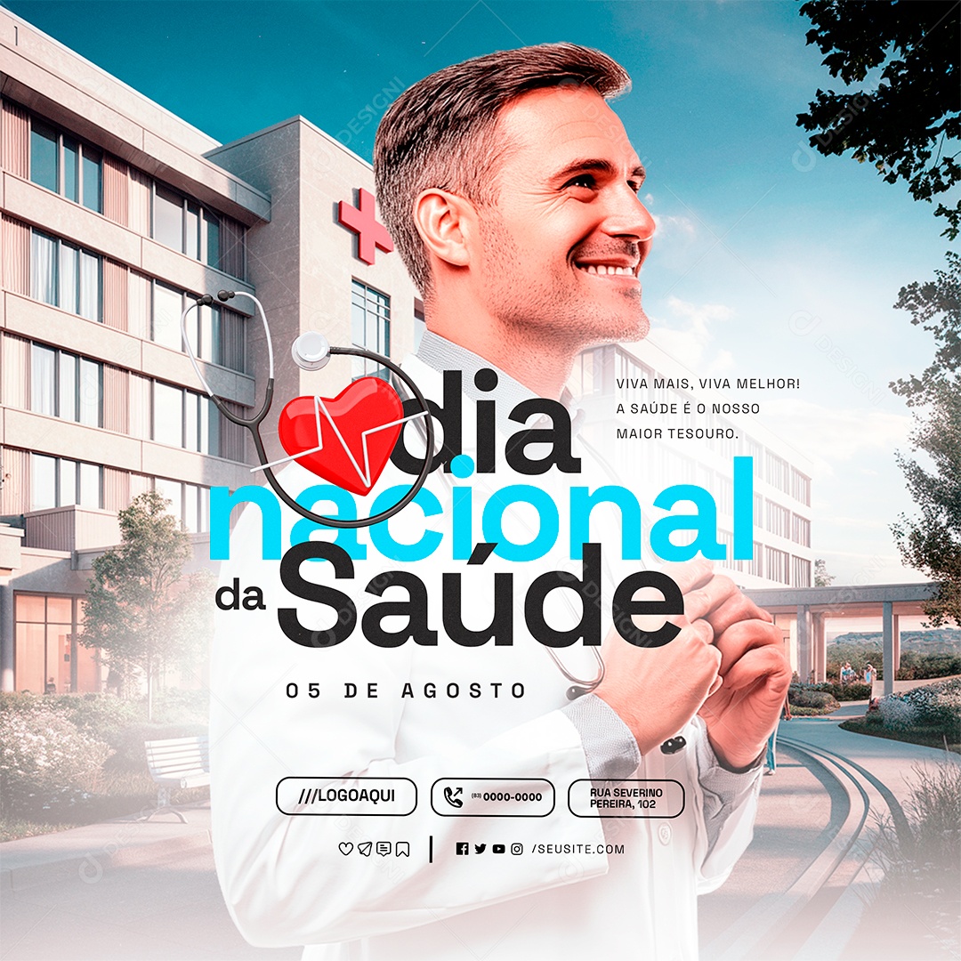 Dia Nacional da Saúde 05 de Agosto Social Media PSD Editável
