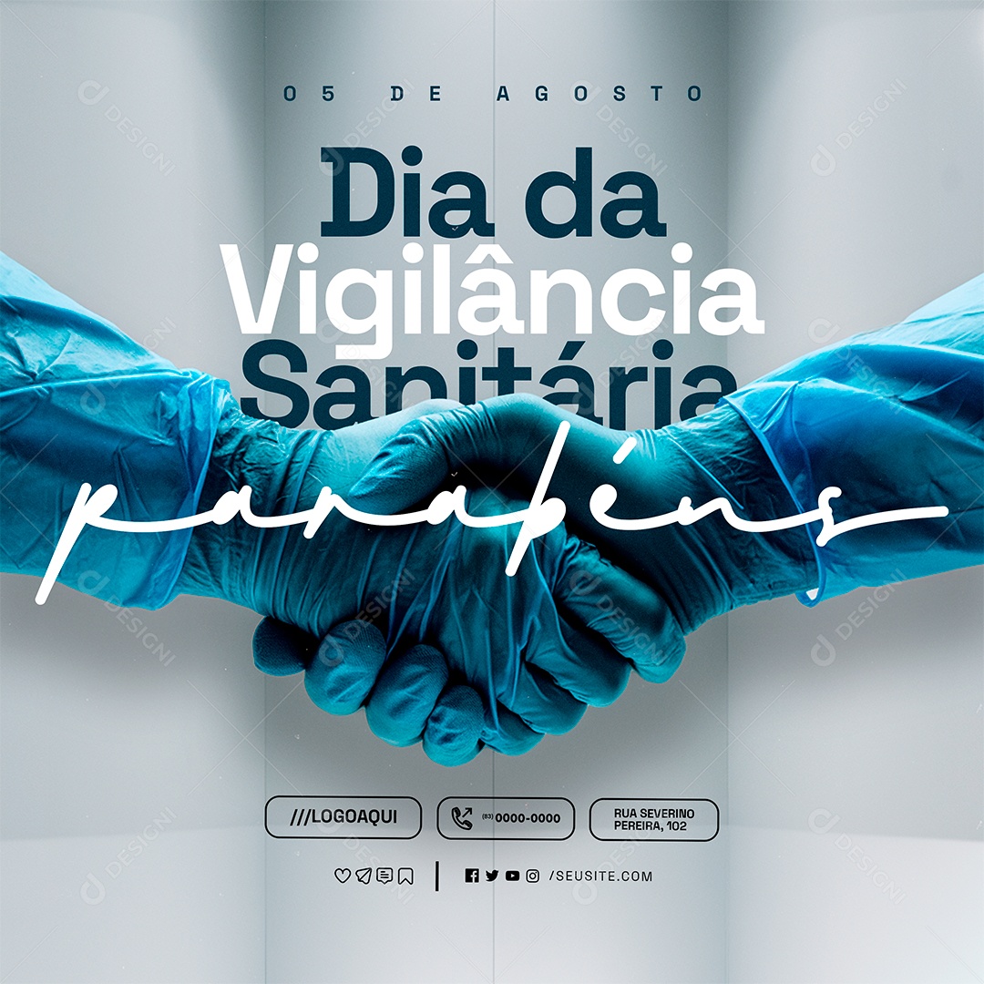 Dia da Vigilância Sanitária 05 de Agosto Parabéns Social Media PSD Editável