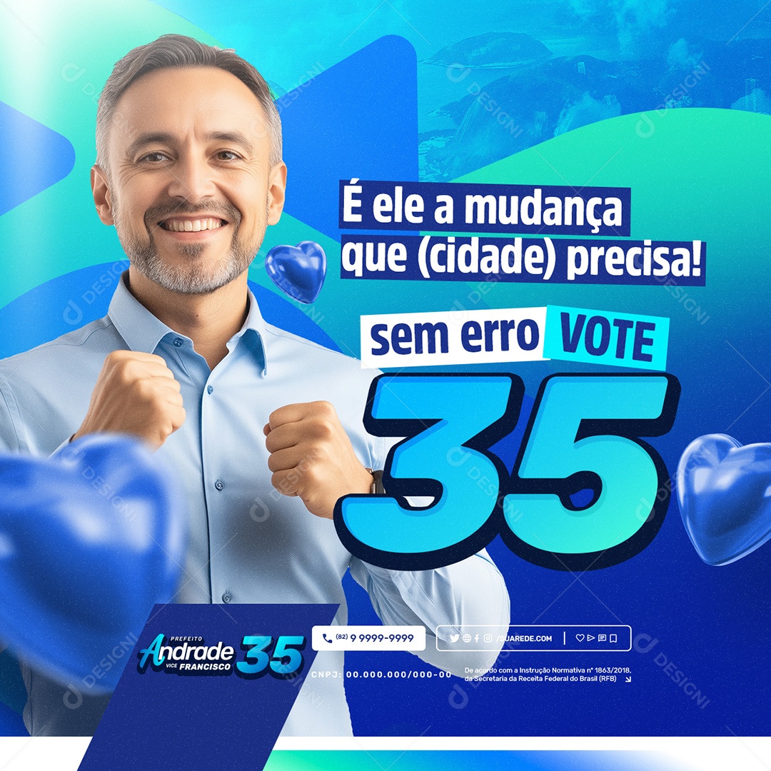 Eleição 2024 Sem Erro Vote Social Media PSD Editável