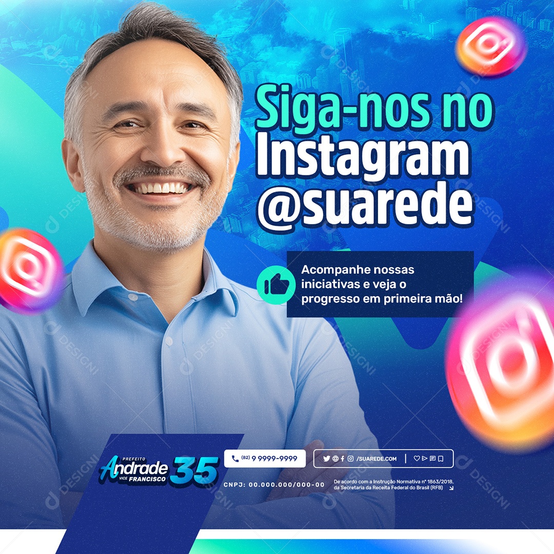 Eleição 2024 Siga-Nos no Instagram Social Media PSD Editável