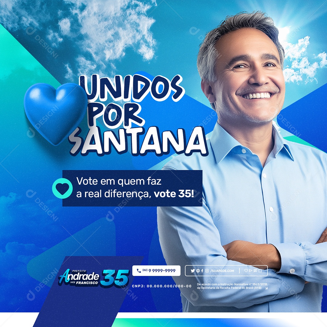 Eleição 2024 Unidos por Santana Social Media PSD Editável