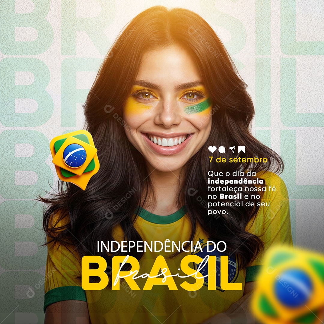Feed Dia da Independência do Brasil 07 de Setembro Pontecial de seu Povo Social Media PSD Editável