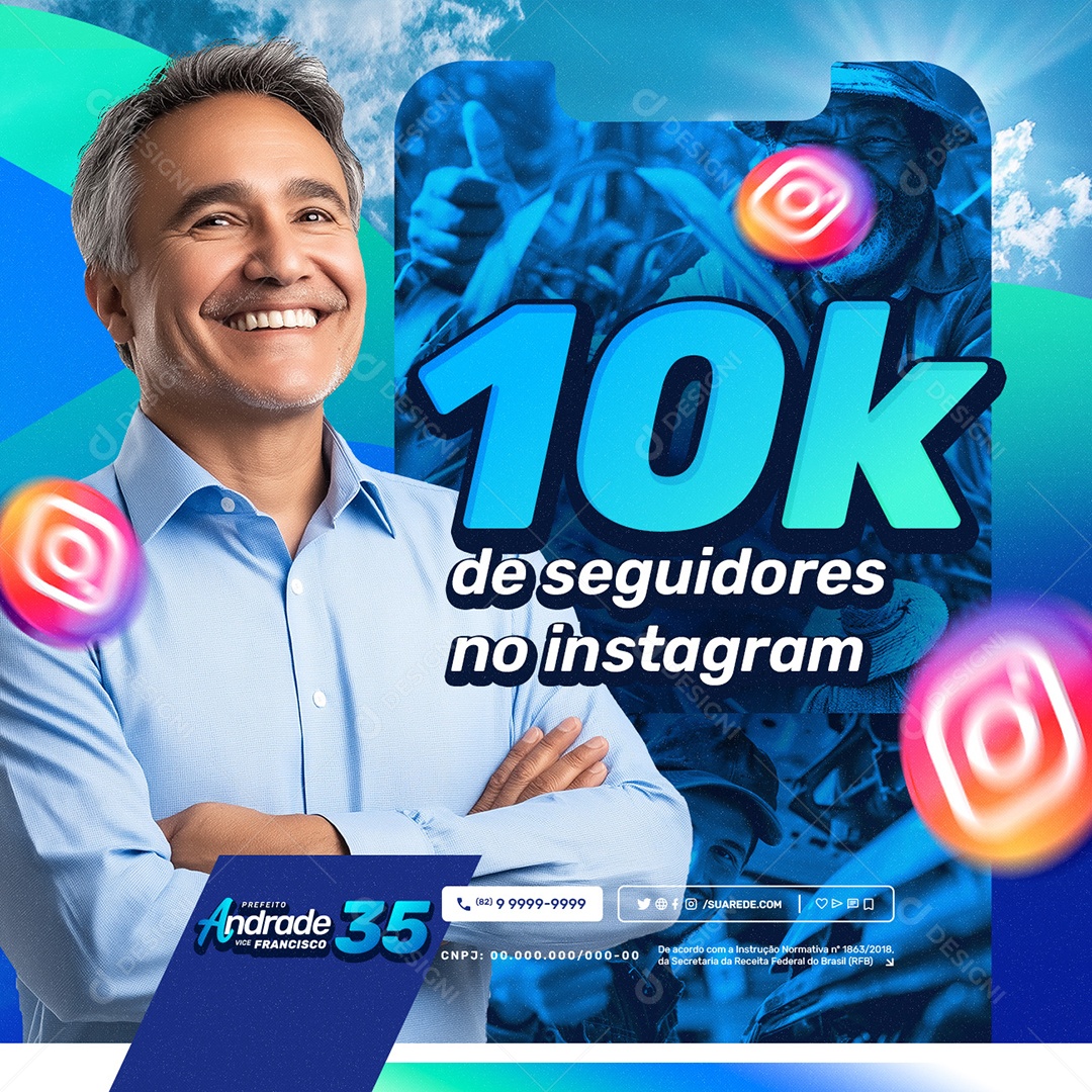 Eleição 2024 10k de Seguidores no Instagram Social Media PSD Editável